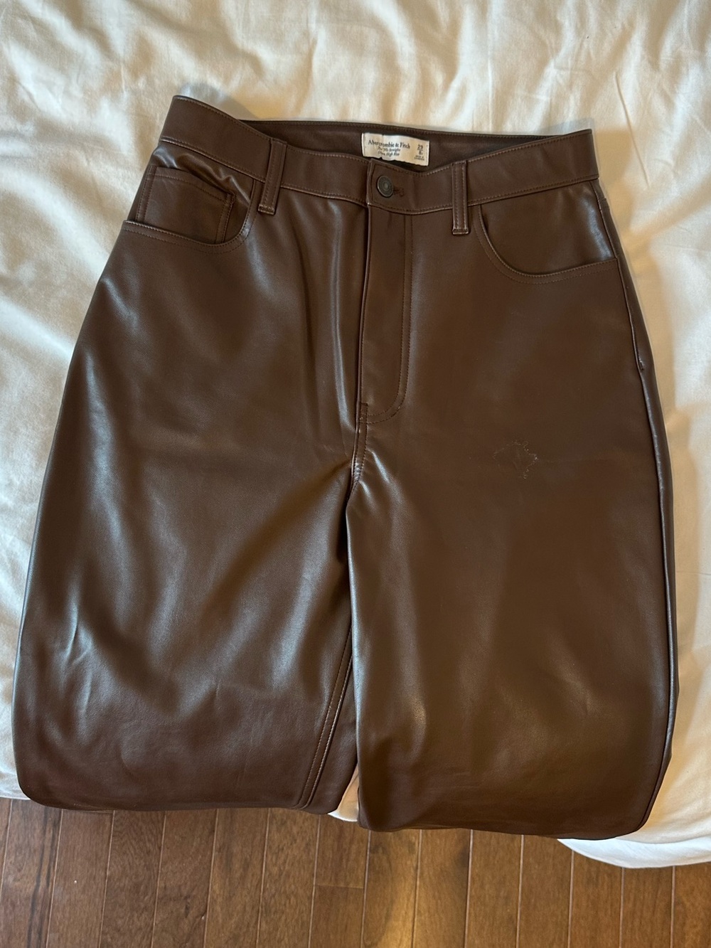 Abercrombie & Fitch Dark Brown Faux Leather Trousers